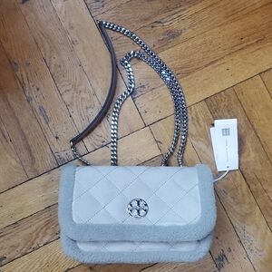 Gray Quilted Chain Shoulder Bag